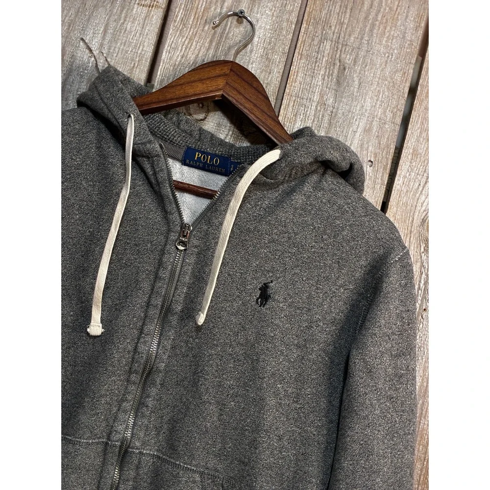 Polo Ralph Lauren Mens Full Zip Hoodie Heather Grey Fleece Sweatshirt